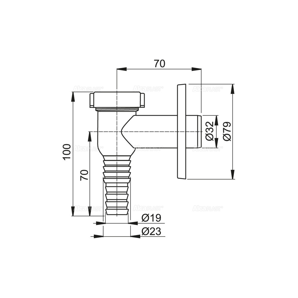 APS1 Сифон для стиральной машины AlcaPlast хром